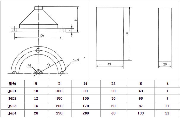 管道泵隔振器安�b尺寸SD型隔振�|0.5基本尺寸